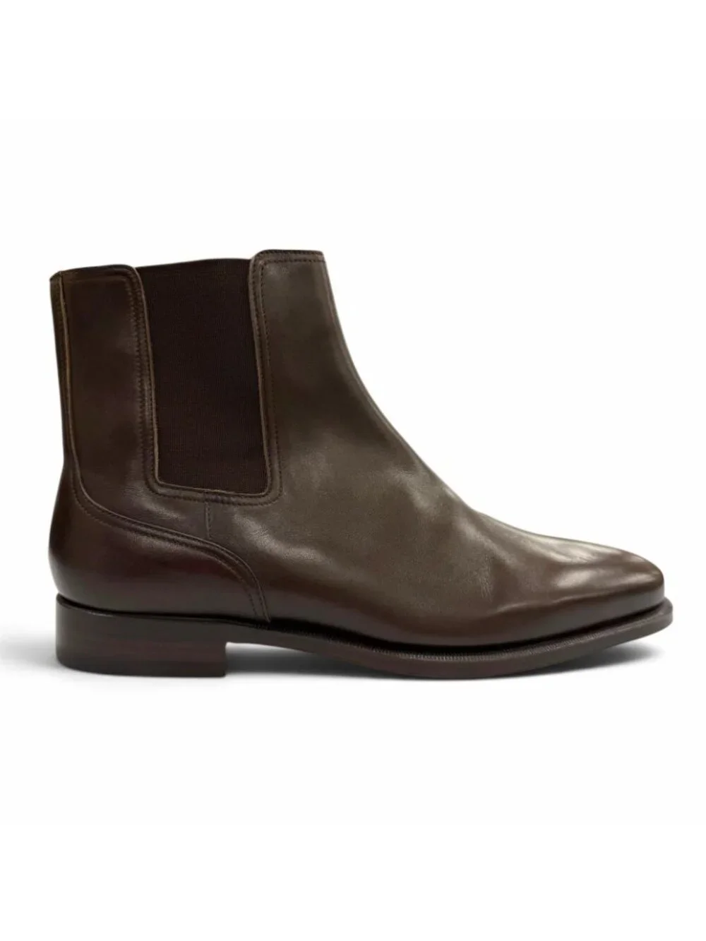 Hermes Leather Side Gore Chelsea Boots Short Dark Brown